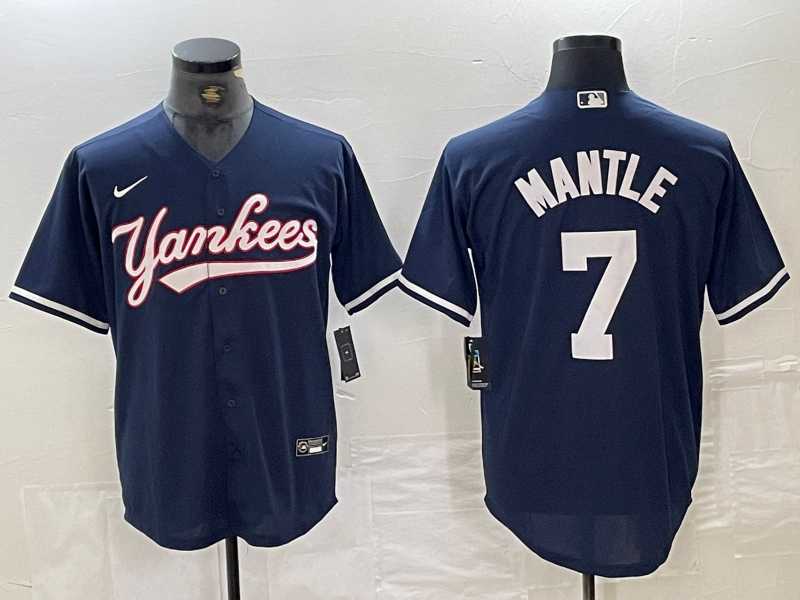 Mens New York Yankees #7 Mickey Mantle Navy Cool Base Stitched Baseball Jersey